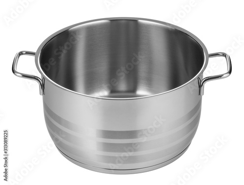 Stainless steel pot isolated on white background