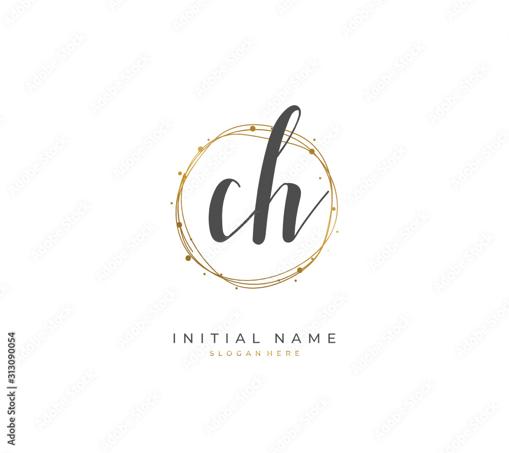 Handwritten letter C H CH for identity and logo. Vector logo template with handwriting and signature style. Handwritten letter C H CH for identity and logo. Vector logo template with handwriting and signature style.