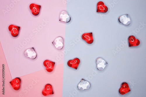Hearts figures on a pastel background. Holiday concept. February 14, Valentine's Day, Mother's Day