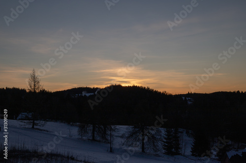 Dawn on the frozen mountains, Jizera Mountains © Petr