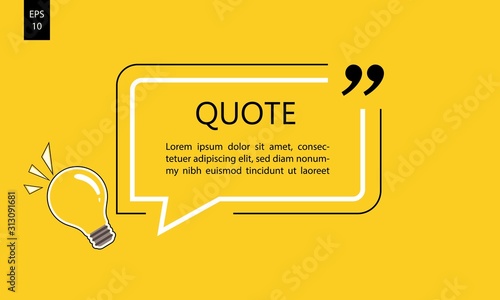 Vector illustration of typography design. Remark quote text box poster template concept. blank empty frame citation. Quotation paragraph symbol icon. double bracket comma mark. bubble dialogue banner.
