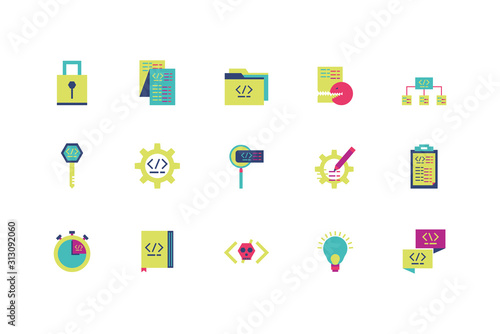Isolated website code icon set vector design