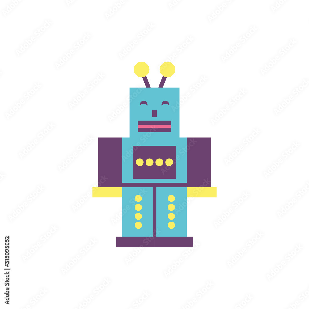 Isolated robot toy vector design