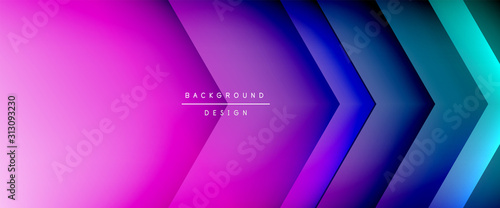 Arrow lines, technology digital template with shadows and lights on gradient background. Trendy simple fluid color gradient abstract background with dynamic straight shadow lines effect