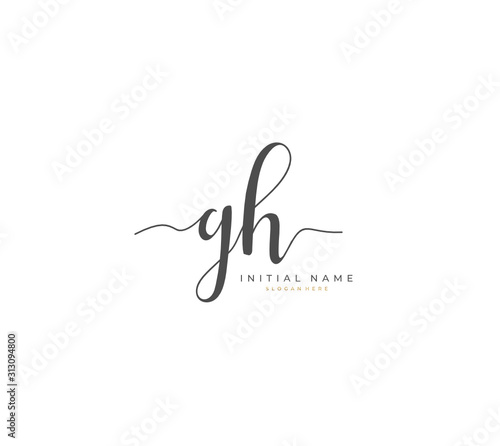Handwritten letter G H GH for identity and logo. Vector logo template with handwriting and signature style.