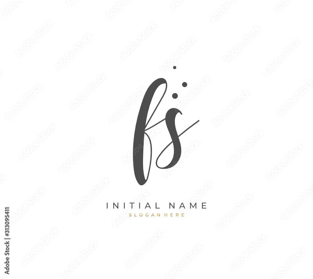 Handwritten letter F S FS for identity and logo. Vector logo template with handwriting and signature style.