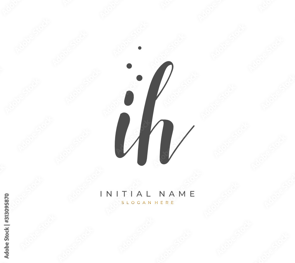 Handwritten letter I H IH for identity and logo. Vector logo template with handwriting and signature style. Handwritten letter I H IH for identity and logo. Vector logo template with handwriting and signature style.