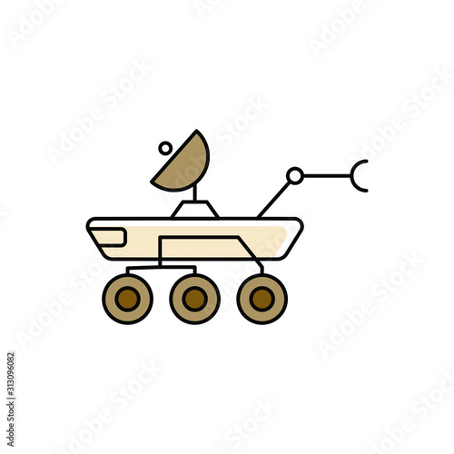 Moon rover icon. Outline thin line flat illustration. Isolated on white background. 