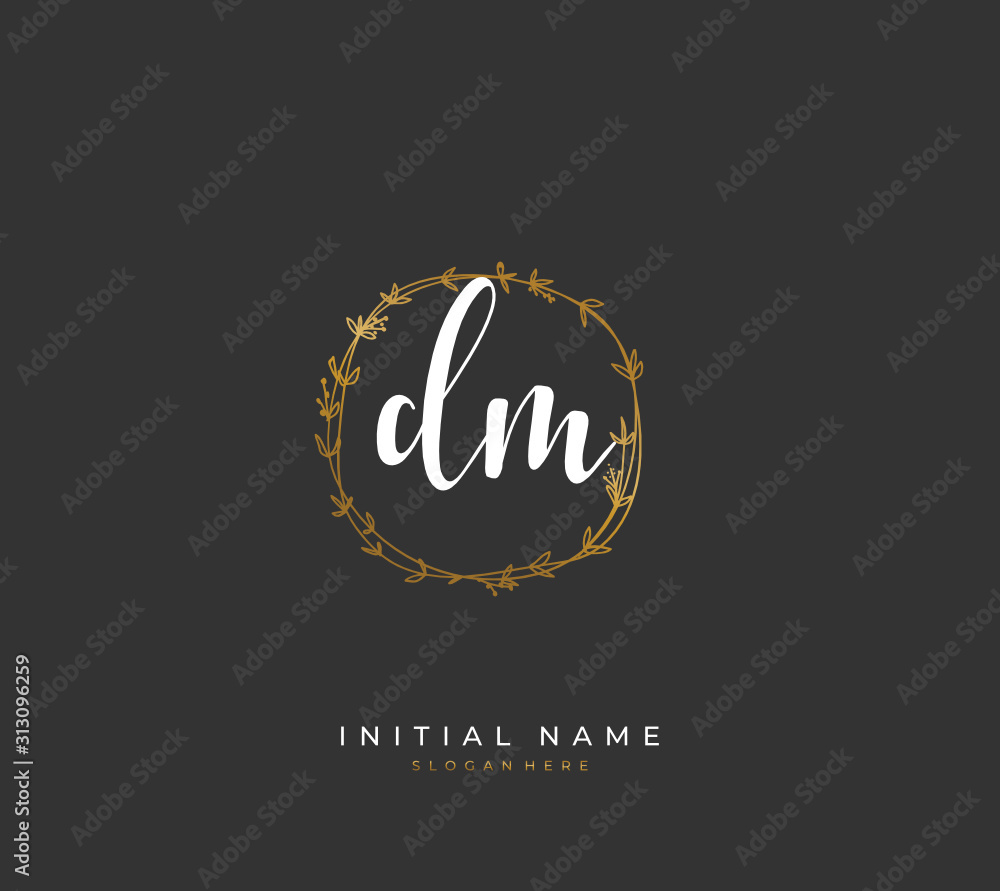 Handwritten letter D M DM for identity and logo. Vector logo template with handwriting and signature style. Handwritten letter D M DM for identity and logo. Vector logo template with handwriting and signature style.