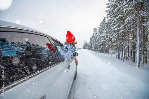 car on road in winter