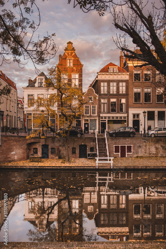 Utrecht Houses on Oudegracht Canal in the Autumn