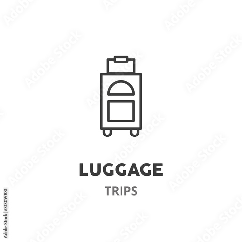 Luggage thin line icon. Trip, adventure, rest, vector illustration, isolated on white background.