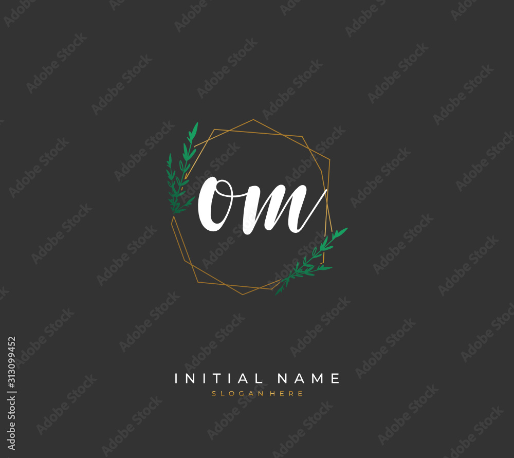 Handwritten letter O M OM for identity and logo. Vector logo template with handwriting and signature style. Handwritten letter O M OM for identity and logo. Vector logo template with handwriting and signature style.
