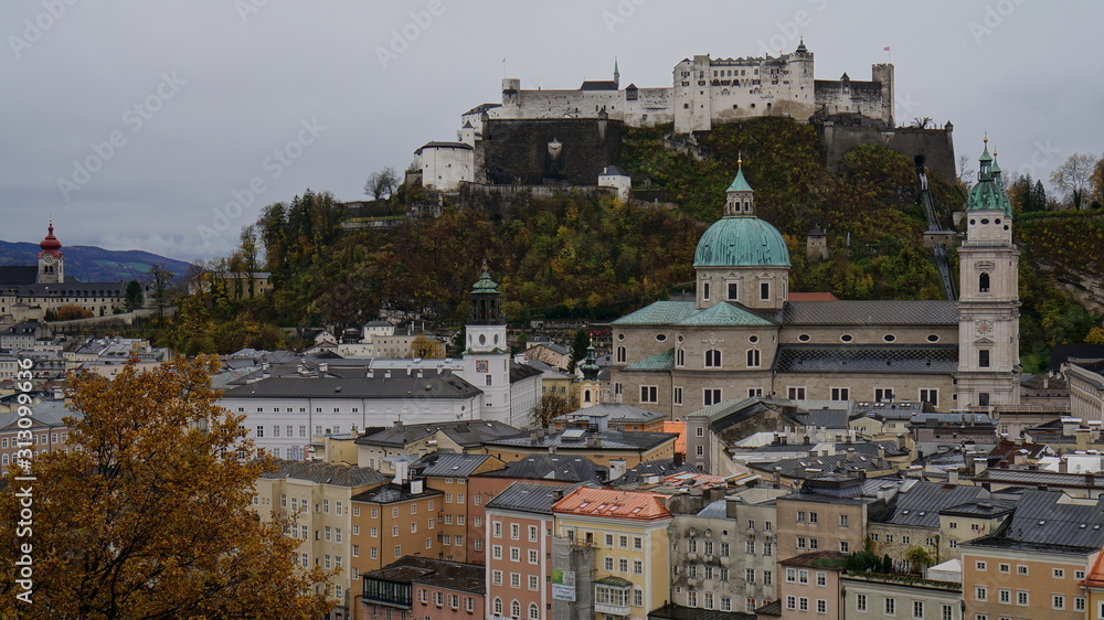 Panoramic view of the Salzburg, Austria, Europe.
