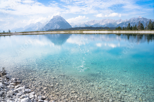 Mountain lake landscape view photo