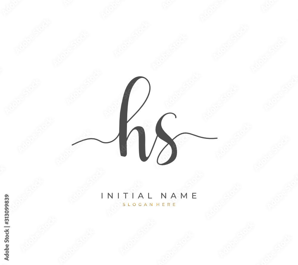 Handwritten letter H S HS for identity and logo. Vector logo template with handwriting and signature style.