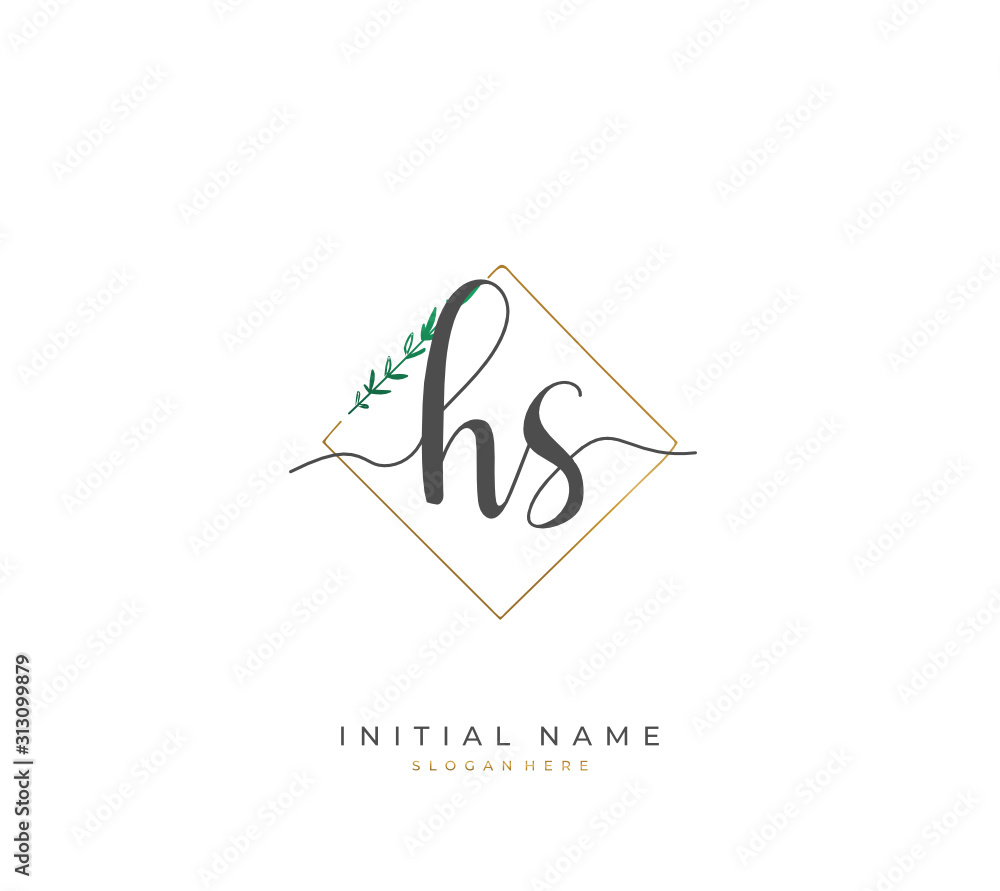 Handwritten letter H S HS for identity and logo. Vector logo template with handwriting and signature style. Handwritten letter H S HS for identity and logo. Vector logo template with handwriting and signature style.