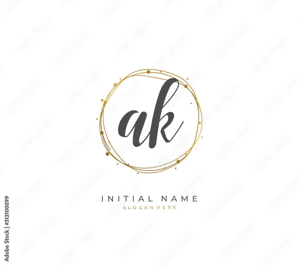 Handwritten letter A K AK for identity and logo. Vector logo template ...