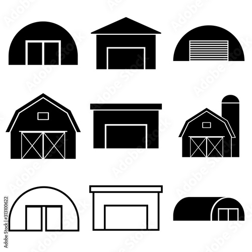 Hangar set icon, logo isolated on white background