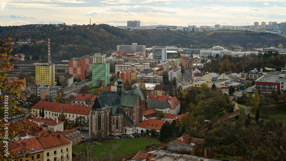 Aerial panoramic view of the Brno city, Czech Republic, East Europe.