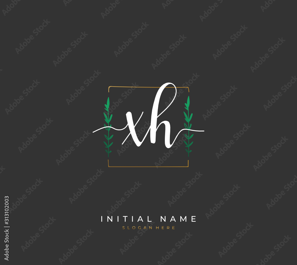 Handwritten letter X H XH for identity and logo. Vector logo template with handwriting and signature style. Handwritten letter X H XH for identity and logo. Vector logo template with handwriting and signature style.