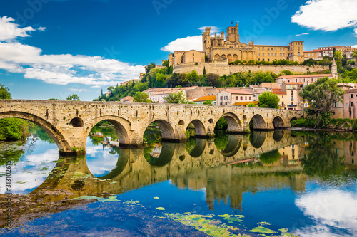 Old Bridge And Cathedral In Beziers, France photo