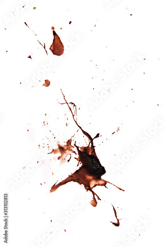 Hand drawn grunge watercolor textures. Chocolate stains and strokes. 