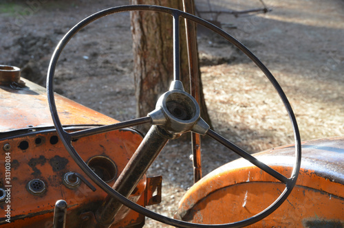old and antique tractor detail
