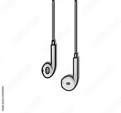 Earphone vector illustration on white isolated background. Audio gadget business concept. for sticker, web, product illustration, etc.