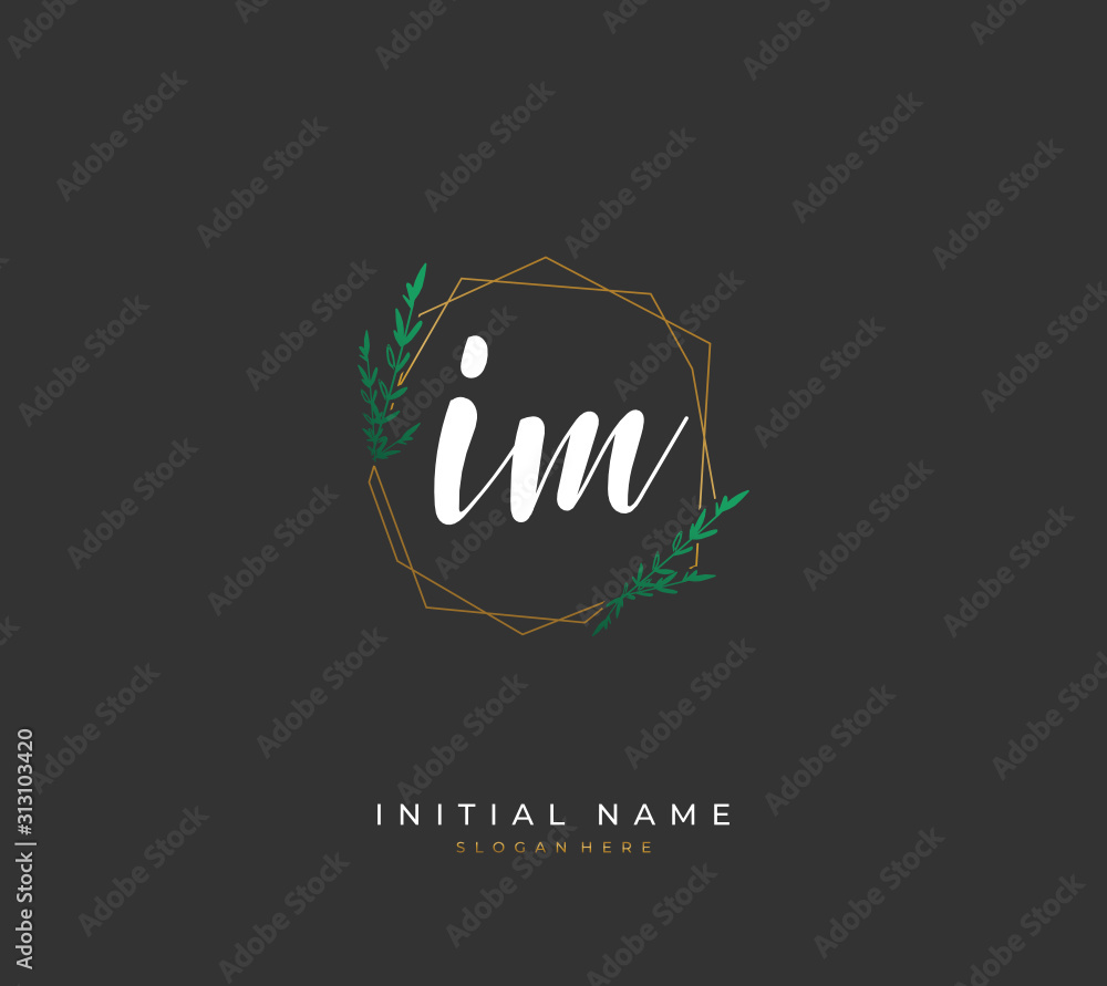 Handwritten letter I M IM for identity and logo. Vector logo template with handwriting and signature style. Handwritten letter I M IM for identity and logo. Vector logo template with handwriting and signature style.