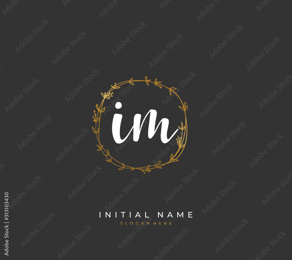 Handwritten letter I M IM for identity and logo. Vector logo template with handwriting and signature style. Handwritten letter I M IM for identity and logo. Vector logo template with handwriting and signature style.