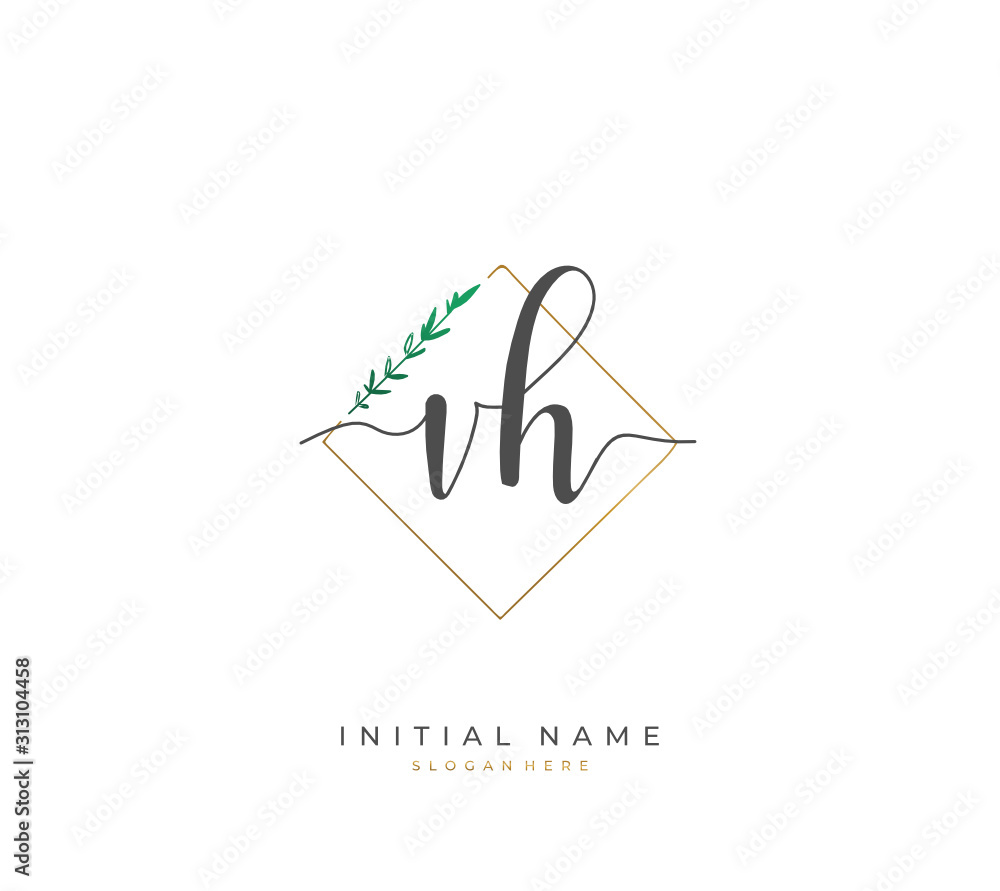 Handwritten letter V H VH for identity and logo. Vector logo template with handwriting and signature style. Handwritten letter V H VH for identity and logo. Vector logo template with handwriting and signature style.