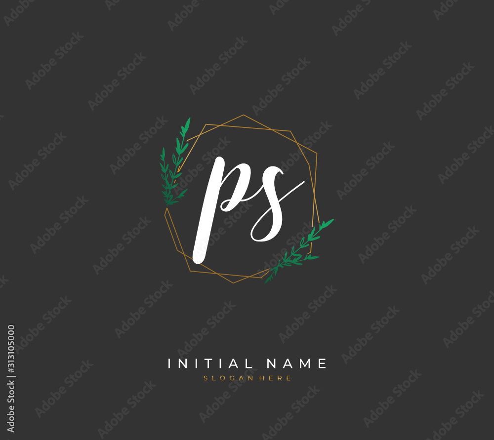 Handwritten letter P S PS for identity and logo. Vector logo template with handwriting and signature style. Handwritten letter P S PS for identity and logo. Vector logo template with handwriting and signature style.