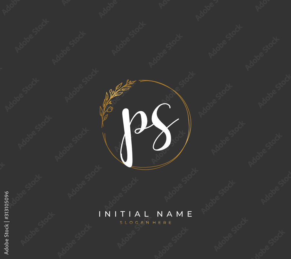 Handwritten letter P S PS for identity and logo. Vector logo template with handwriting and signature style. Handwritten letter P S PS for identity and logo. Vector logo template with handwriting and signature style.