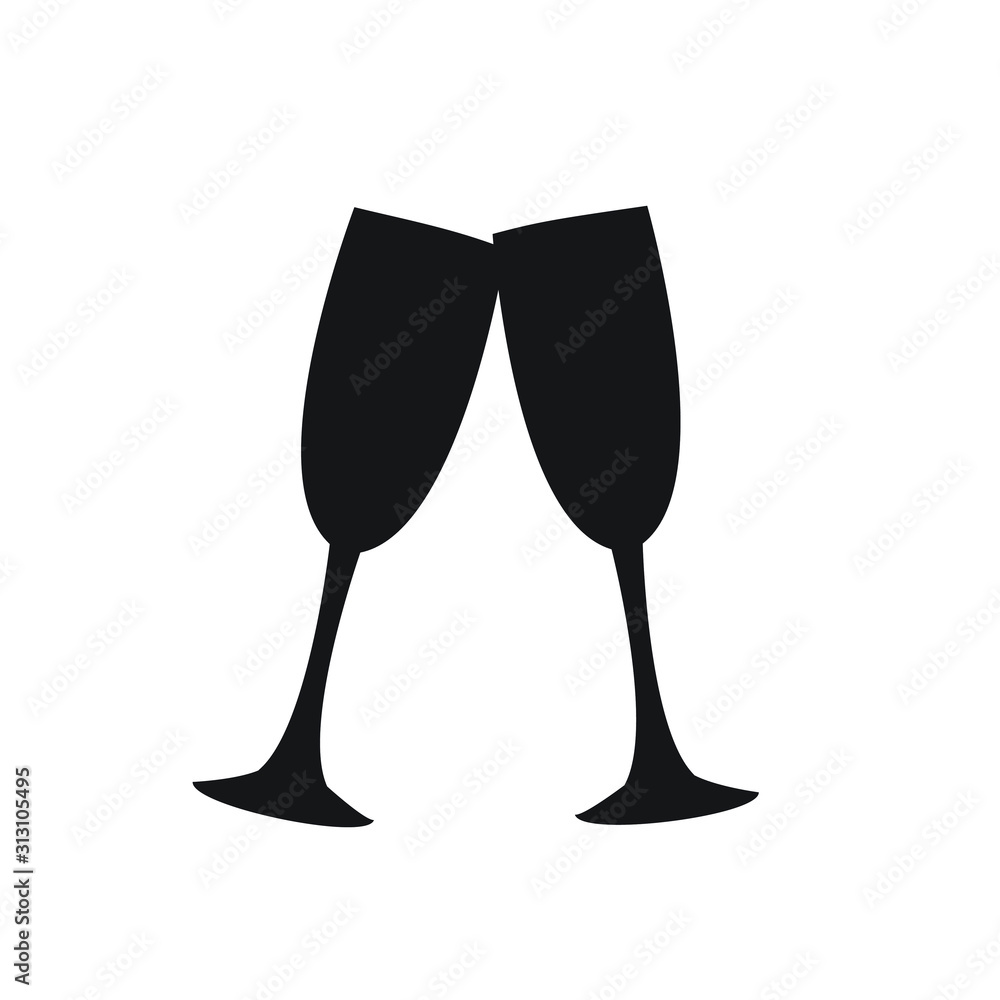 champagne glasses vector silhouette symbol Stock Vector | Adobe Stock
