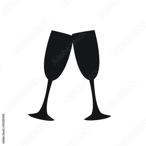 champagne glasses vector silhouette symbol