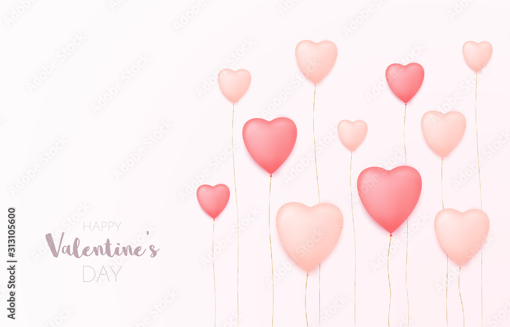 Valentine day banner with heart shape balloons. Valentine's day sale poster. Valentine day banner with heart shape balloons. Valentine's day sale poster.