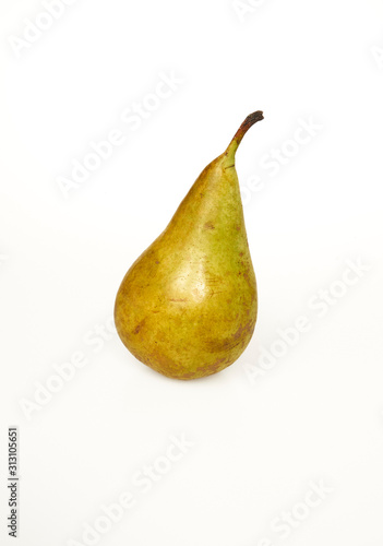 organic green pear on white background
