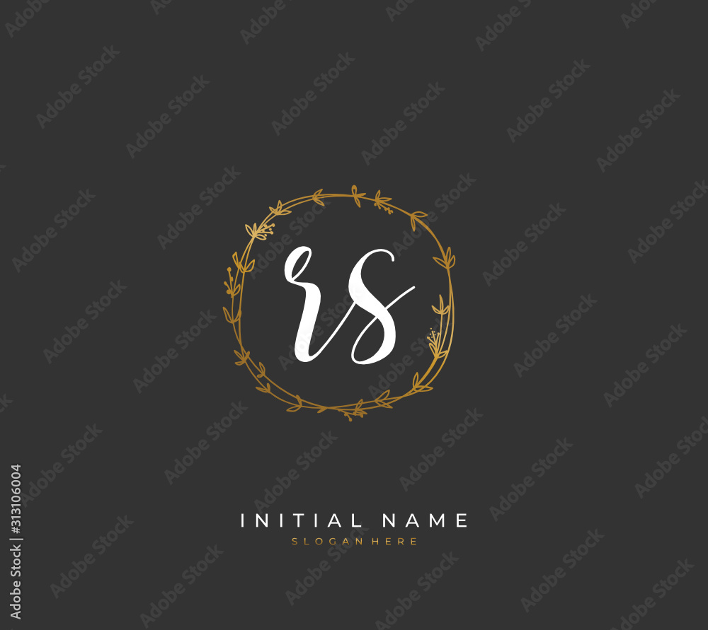 Fototapeta premium Handwritten letter R S RS for identity and logo. Vector logo template with handwriting and signature style.
