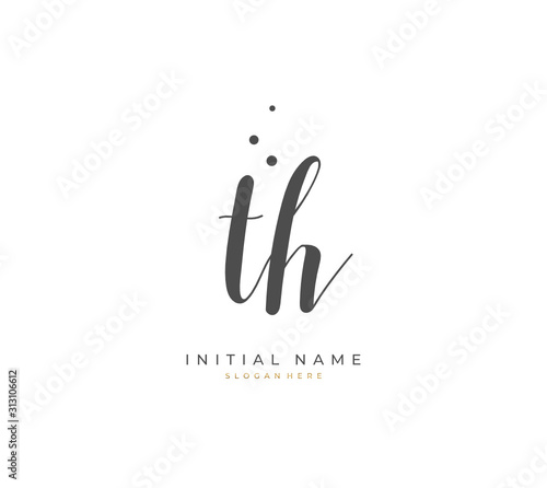 Handwritten letter T H TH for identity and logo. Vector logo template with handwriting and signature style.