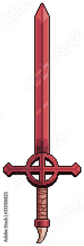 Pixel art red sword adventure time 8bit white background
