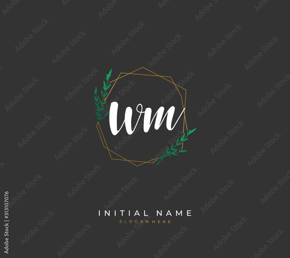 Handwritten letter W M WM for identity and logo. Vector logo template with handwriting and signature style. Handwritten letter W M WM for identity and logo. Vector logo template with handwriting and signature style.