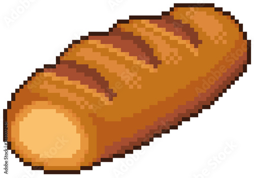 Pixel art bread 8bit game item white background photo