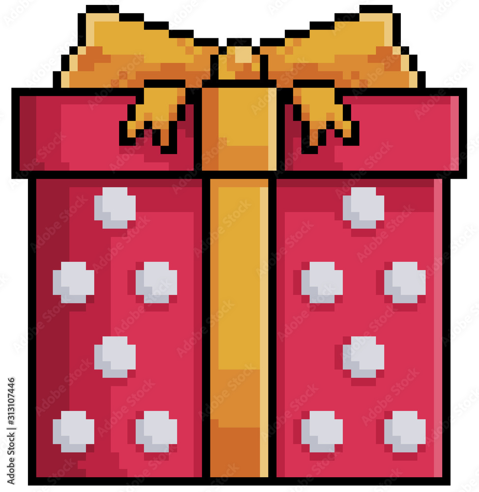 Naklejka premium Pixel art christmas gift item for game 8bit