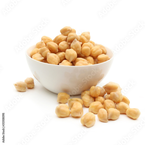 Chickpeas isolated on white background photo