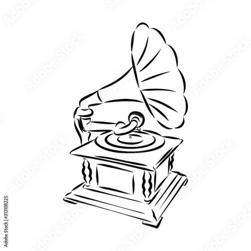 gramophone on white background