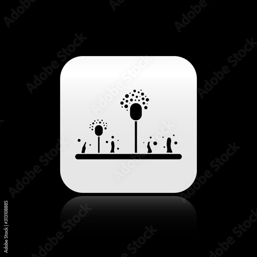 Black Mold icon isolated on black background. Silver square button. Vector Illustration