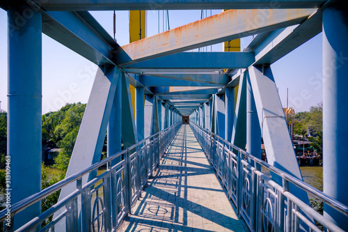 blue iron bridge and sky