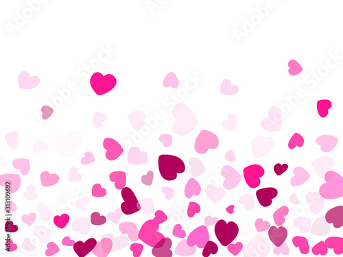 Hearts confetti flying vector background graphic design.