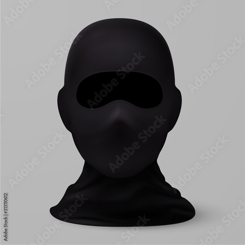 Balaclava Snowboarding or Mountain Skiing Protective Wear. Symbol of Hacker, Terrorist, Robber or a Criminal Person. Illustration on Gray Background